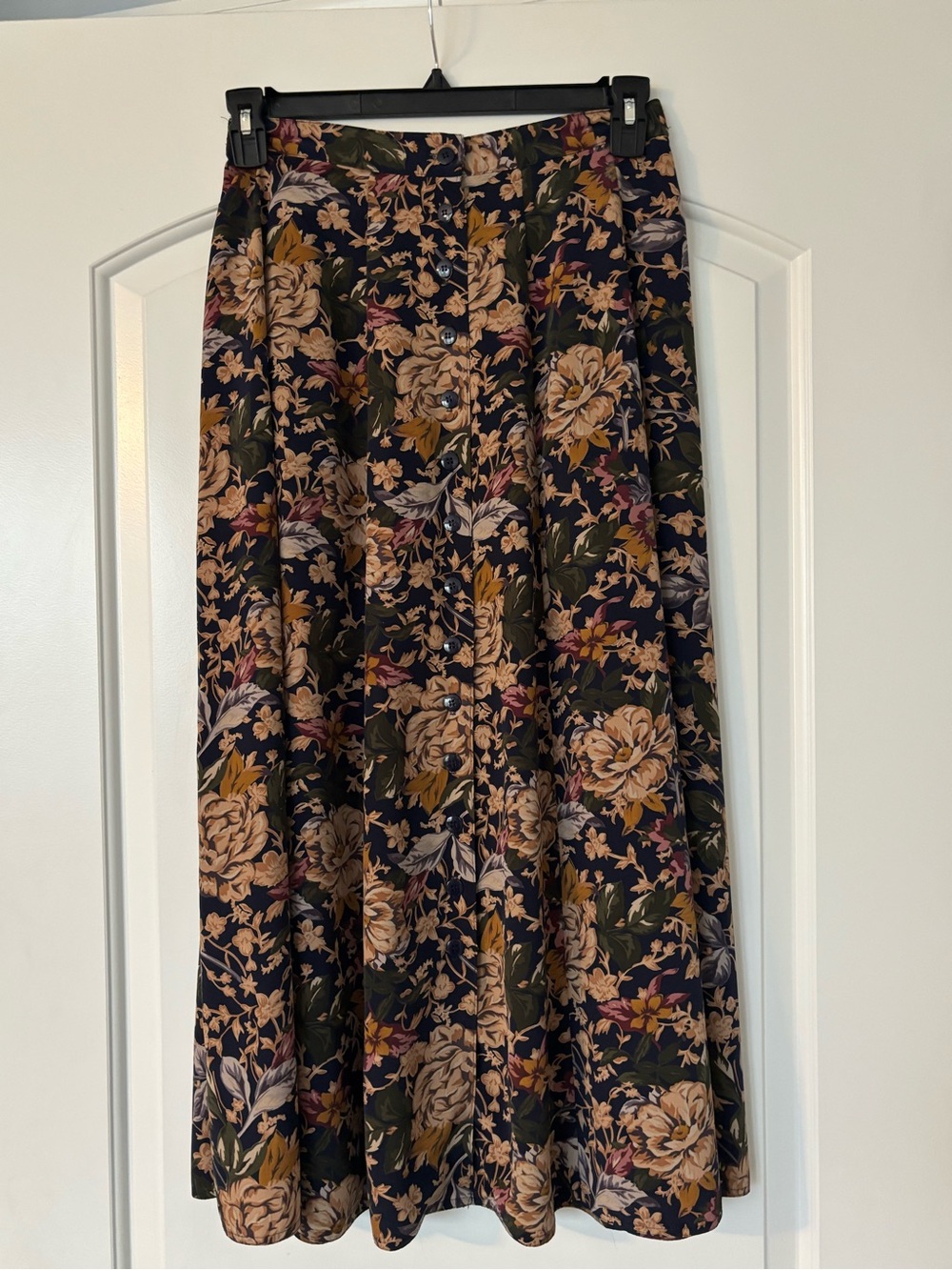Vintage 90s Casual Corner Floral Button-Front Maxi Skirt Size 10